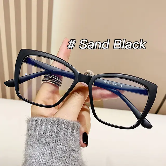 Anti blue Light European And American Square Plain Glasses Vintage Bag Flower Simple Sand Black - Shop at LoveMi