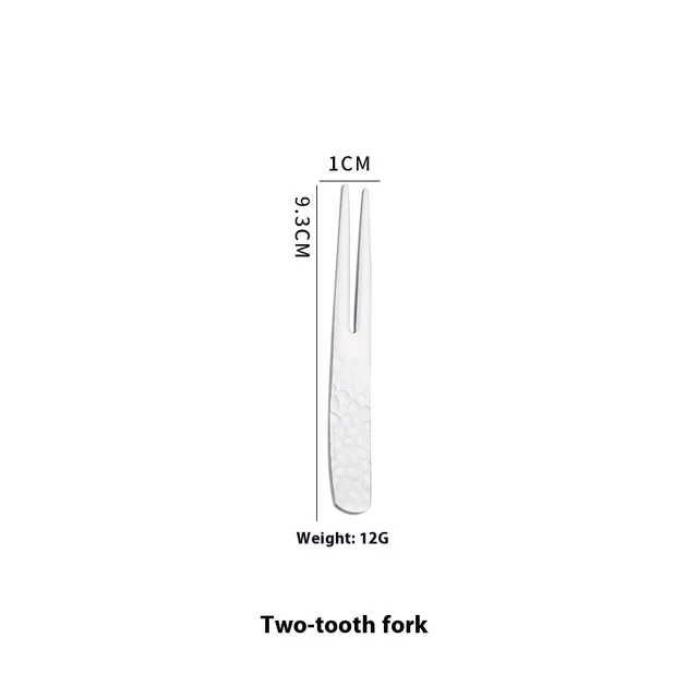 Japanese Style Hammer Pattern 304 Stainless Steel Dessert Spoon Fruit Cake Two Forks - Shop at LoveMi