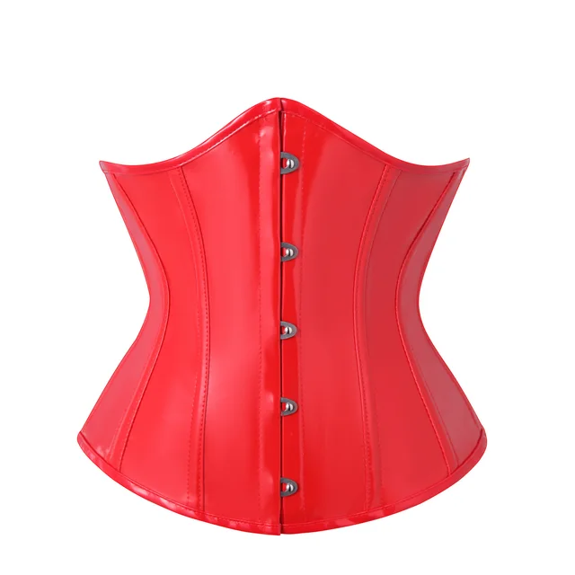 PU Bright Leather Body Shaping Top European And American Red - Shop at LoveMi