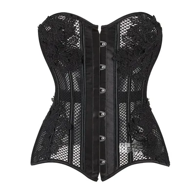 Knitted Flower Decoration Affordable Luxury Style Sheath Corset Black - Shop at LoveMi