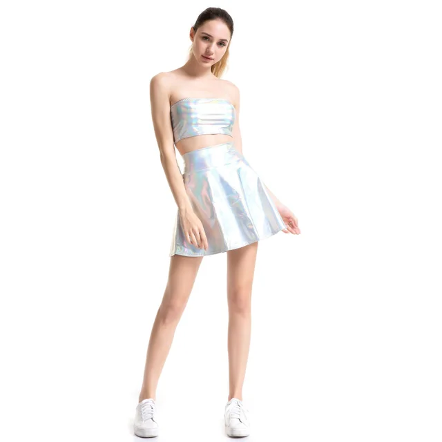 Nightclub Stage Solid Color Performance Wear Fashion PU Umbrella Skirt Laser Color - Shop at LoveMi