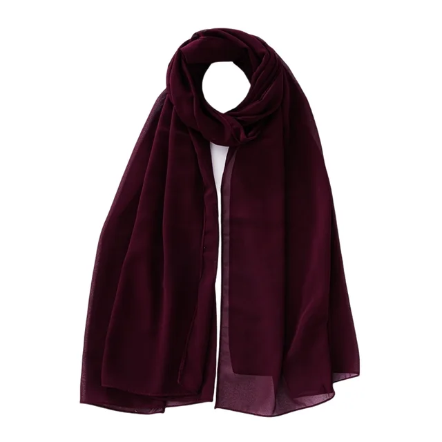 Women's Pure Color Pearl Chiffon Bubble Scarf Gauze Scarf 2 Style - Shop at LoveMi