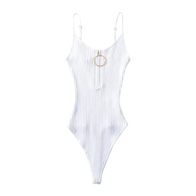 Ring Half Zipper Knitted Vest Women's Overall White - Shop at LoveMi