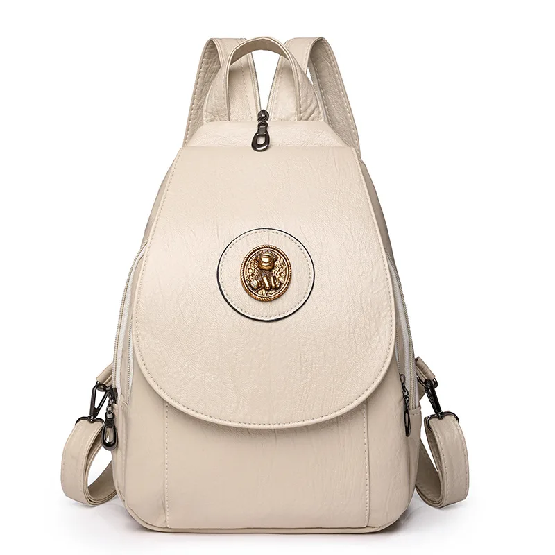Simple Large Capacity Crossbody Chest Bag Leisure Travel Small Backpack Beige - Shop at LoveMi