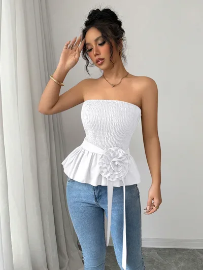 Pure Color Tube top French Unique And Beautiful Small Top White - Shop at LoveMi