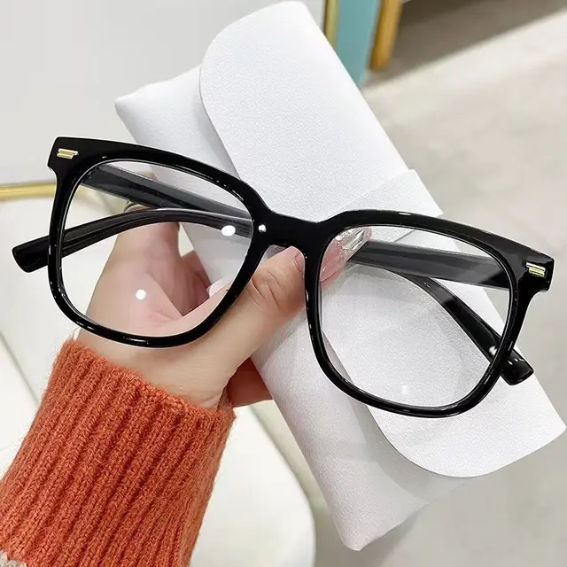 Anti blue Light Glasses Fashion Large Rim Myopia Glasses Bright Black Frame - Shop at LoveMi