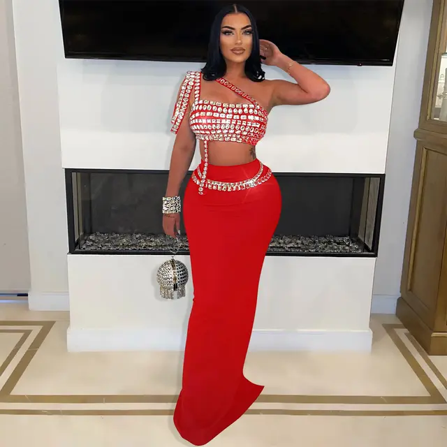 New Fashion Suspenders Short Top Hip Skirt Red - Shop at LoveMi