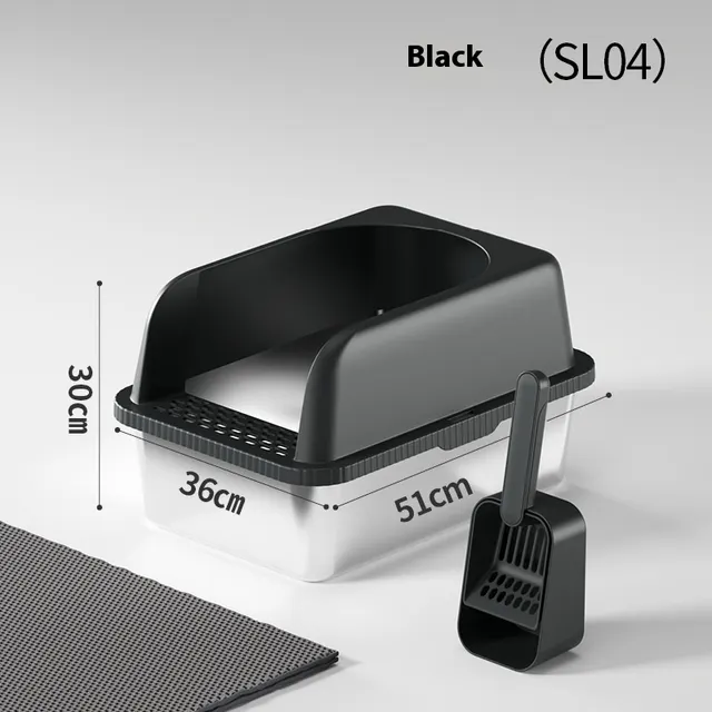 Stainless Steel Litter Box Easy To Clean Widen And Thicken Black - Shop at LoveMi