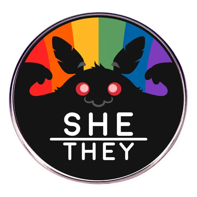 Rainbow Moth Man Pin Badge Metal She They - Shop at LoveMi