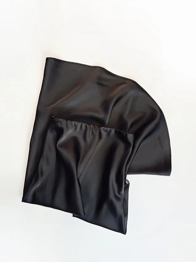 High Waist Mid length Satin Acetate Silky Skirt Black - Shop at LoveMi