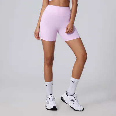 Peach Pleated Hip Raise Yoga Pants High Waist Vitamin Powder S - Shop at LoveMi