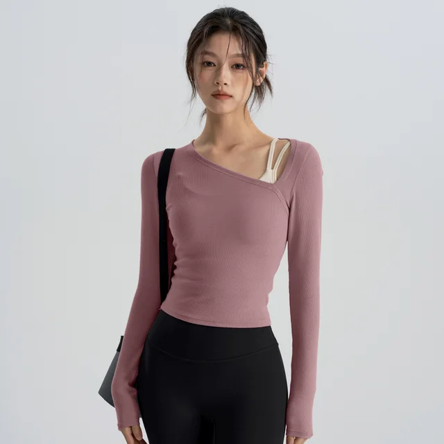 Lady Temperament Yoga Clothes Running Top Twilight Rose - Shop at LoveMi