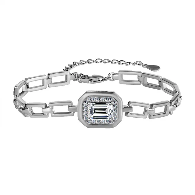 S925 Sterling Silver Moissanite Geometric Bracelet S925 Silver - Shop at LoveMi