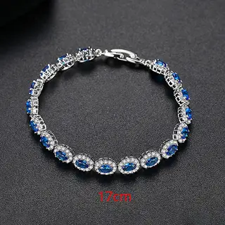Women's Geometric Micro Inlaid Zircon Bracelet - Blue Corundum 17Cm - View 1