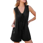 All-match Lace-up Multi-pocket Straight Shorts Jumpsuit - Lc6413861P102