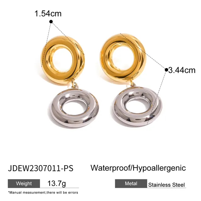 Stainless Steel Gold And Silver Contrast Color Ring Pendant Earrings Jdew2307011Ps - Shop at LoveMi