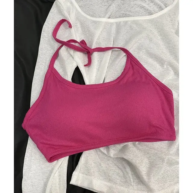Sunscreen Knitted Blouse Thin Vest Two piece Set Rose Red Sling - Shop at LoveMi