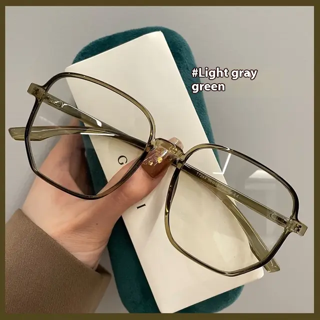 Large Frame Irregular Glasses Round Face Super Light Oversized Transparent Green - Shop at LoveMi