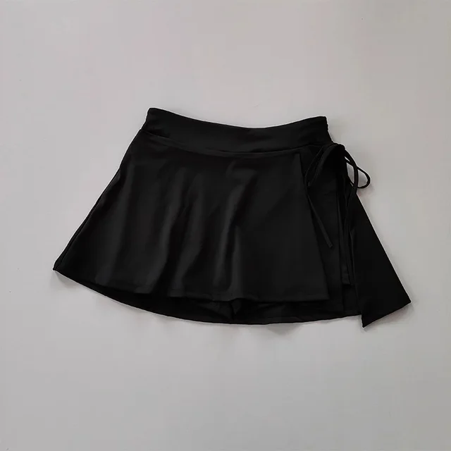 Women's Fashion Sports Side Slit Lace-up Culottes - Black