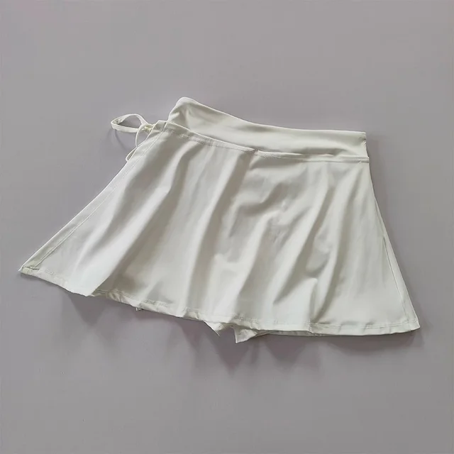 Women's Fashion Sports Side Slit Lace up Culottes White - Shop at LoveMi