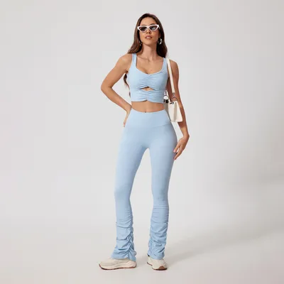 Pile Pants Yoga Fitness Outdoor Sports Suit Blue - Shop at LoveMi