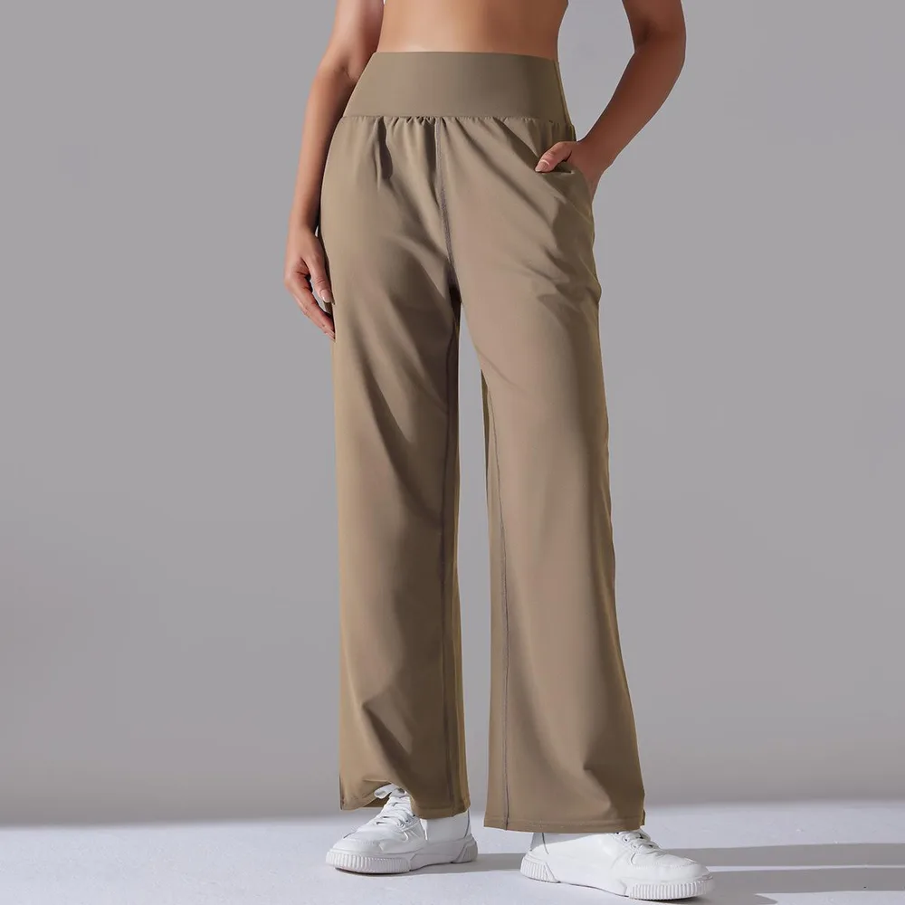 Women's Loose Sports And Leisure Yoga Pants Lengthened Cocoa Color - Shop at LoveMi