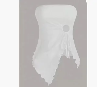 Tube Top Elegant Shoulder-baring Hot Irregular Sleeveless Top - White