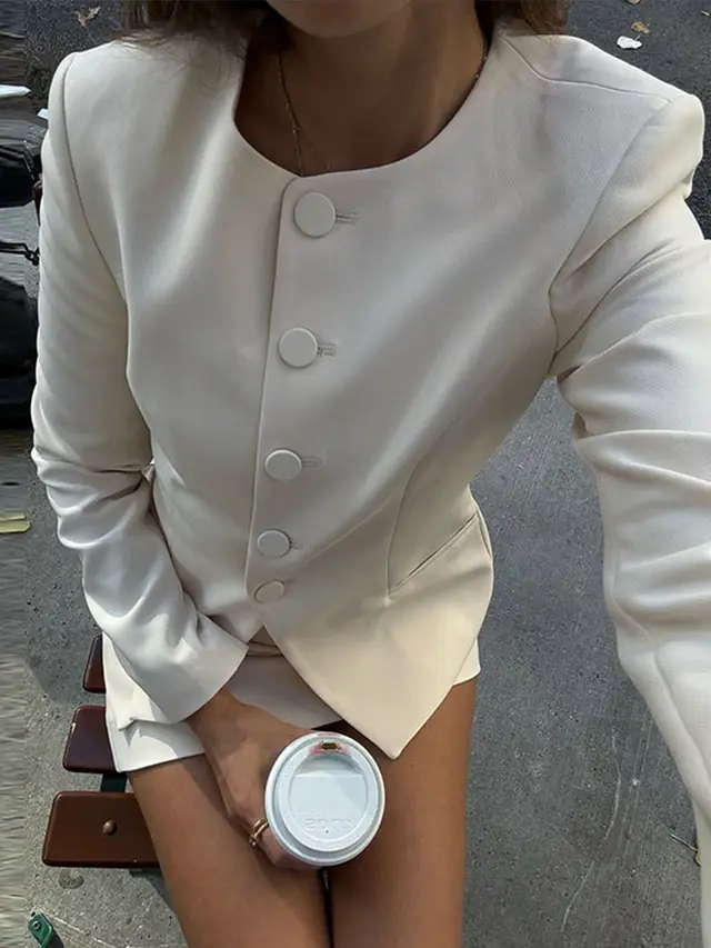 Women's Clothing Graceful Suit Jacket Mid length Dress Set White Coat - Shop at LoveMi