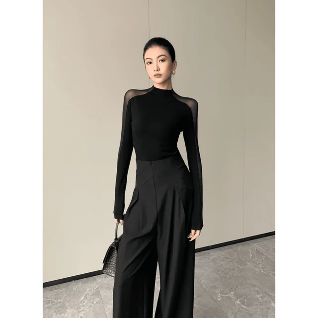 Women's Autumn New Graceful Slim fit Tops Black - Shop at LoveMi