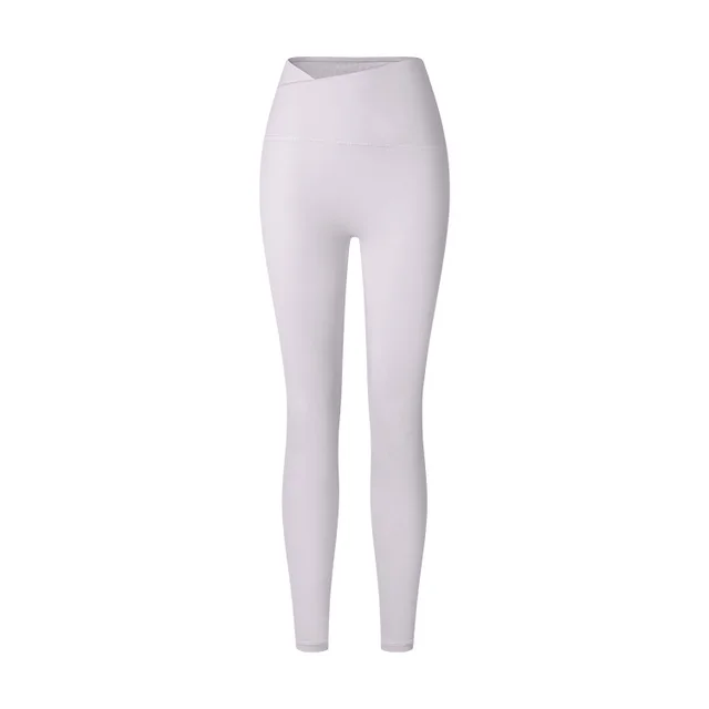 Autumn And Winter Cross Waist Nude Feel Sports Trousers Beech White - Shop at LoveMi