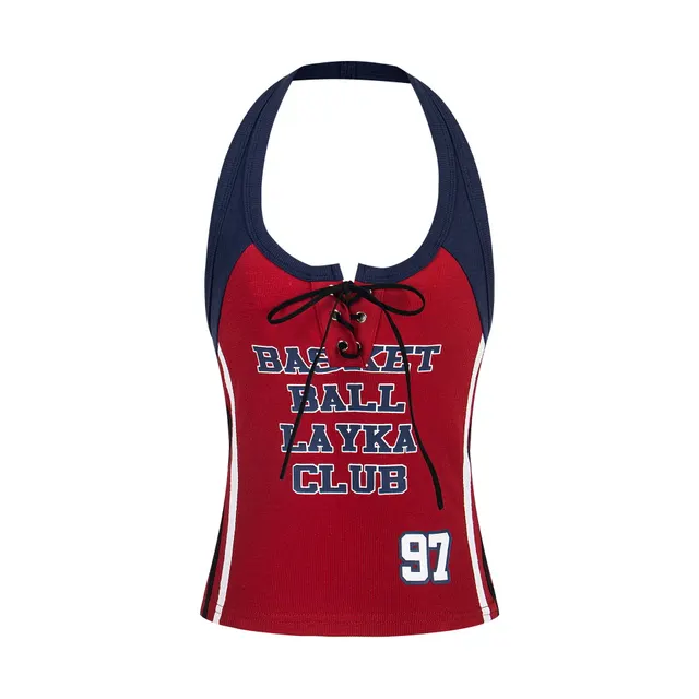 Retro High grade Niche Design Wear Slimming Women's Halter Vest Red - Shop at LoveMi