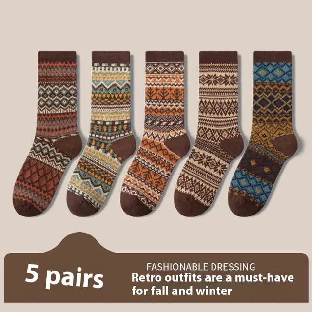 Retro Ethnic Style Socks For Women Deodorant 6 Combination - Shop at LoveMi