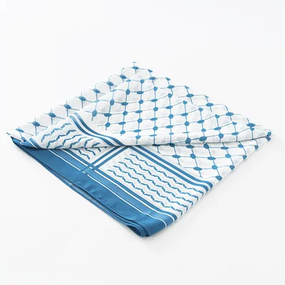 New Chiffon Printed Plaid Square Scarf Turquoise - Shop at LoveMi