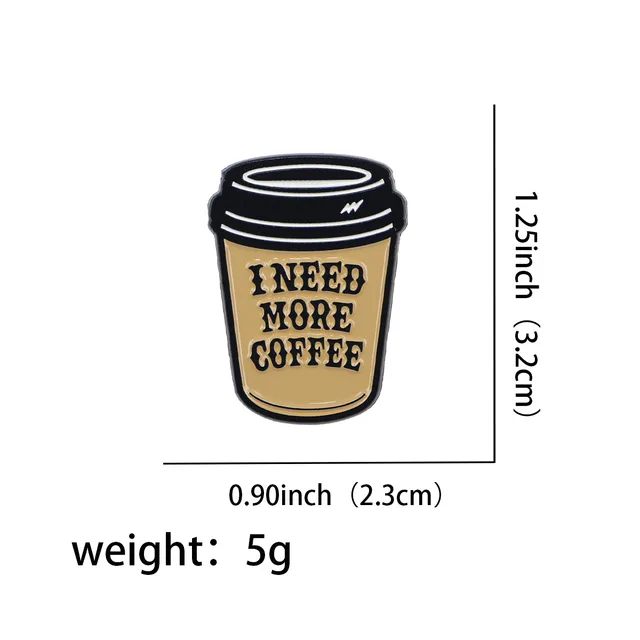 Cartoon Golden M Badge Coffee Quotation Brooch Nr6758 - Shop at LoveMi