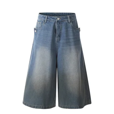 Washed Old Straight Cropped Jeans Blue - Shop at LoveMi