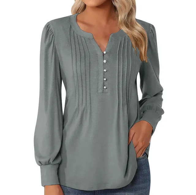Elegant Loose Women's Top Pleating Gray - Shop at LoveMi