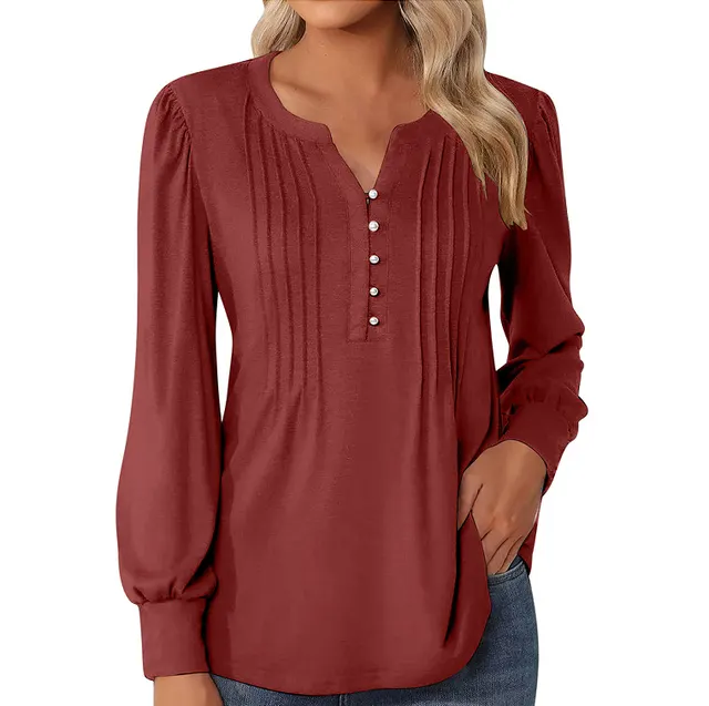 Elegant Loose Women's Top Pleating Red - Shop at LoveMi