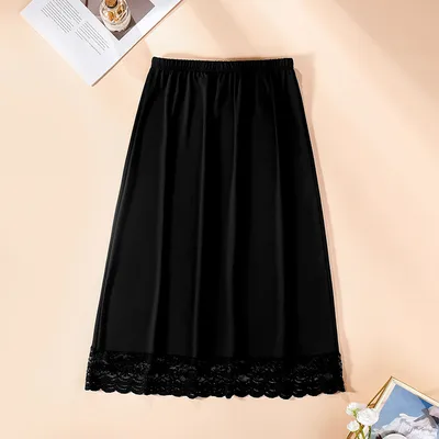 Anti exposure Lining Half length Slip Dress Long Anti penetration Hanfu Inner Wear Black 70Cm - Shop at LoveMi
