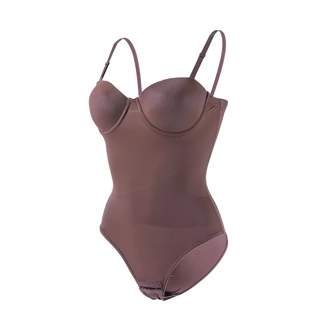 Plus Size Traceless One piece Corset Dress Special Strapless Corset Brown - Shop at LoveMi