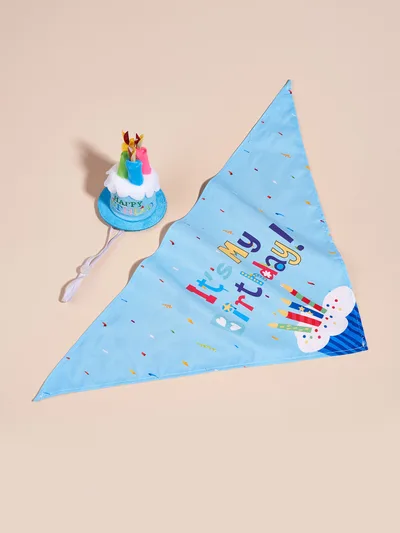 Creative Printing Dog Triangular Binder Birthday Saliva Towel Accessories No 3 Suit In Blue - Shop at LoveMi