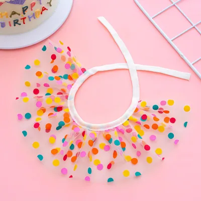 Pet Polka Dot Lace Bib Dog Birthday Suit Bib Colorful Dots - Shop at LoveMi
