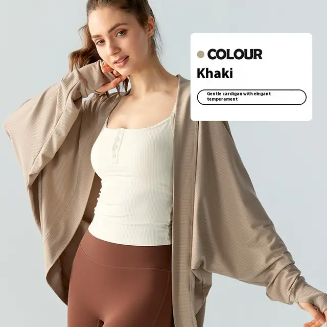Casual Laid back Style New Shawl Cardigan Long Sleeve Coat Khaki - Shop at LoveMi