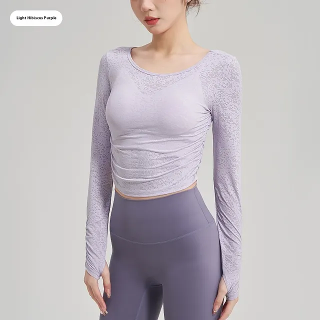 Yoga Clothing Top Female T shirt Blouse Light Hibiscus Purple - Shop at LoveMi