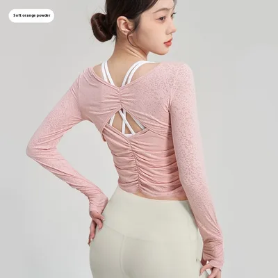 Yoga Clothing Top Female T shirt Blouse Soft Orange Powder - Shop at LoveMi