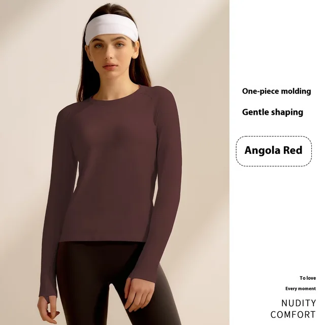 Sports Top Long Sleeve Running Fitness Clothes Ankela Red - Shop at LoveMi