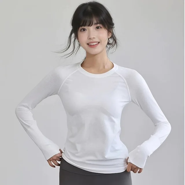 Sports Top Long Sleeve Running Fitness Clothes White - Shop at LoveMi