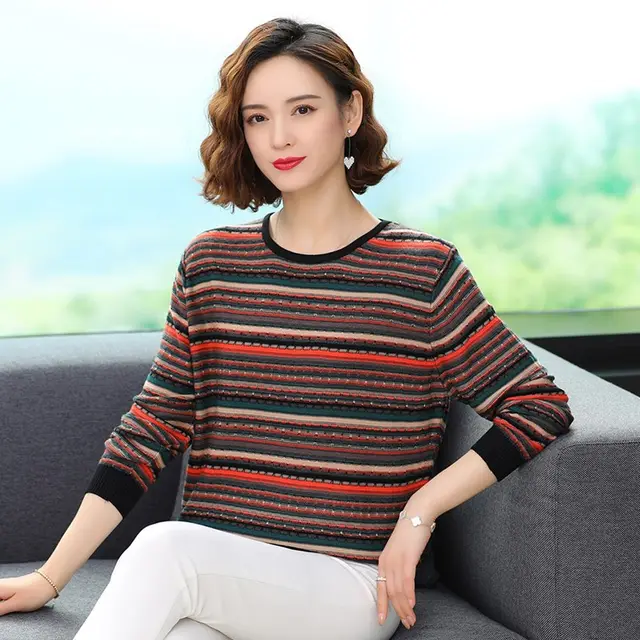 Striped Sweater Thin Bottoming Shirt Black - Shop at LoveMi