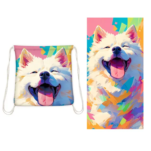 One piece Beach Towel Versatile Bag Storage Smiley Dog 6 - Shop at LoveMi