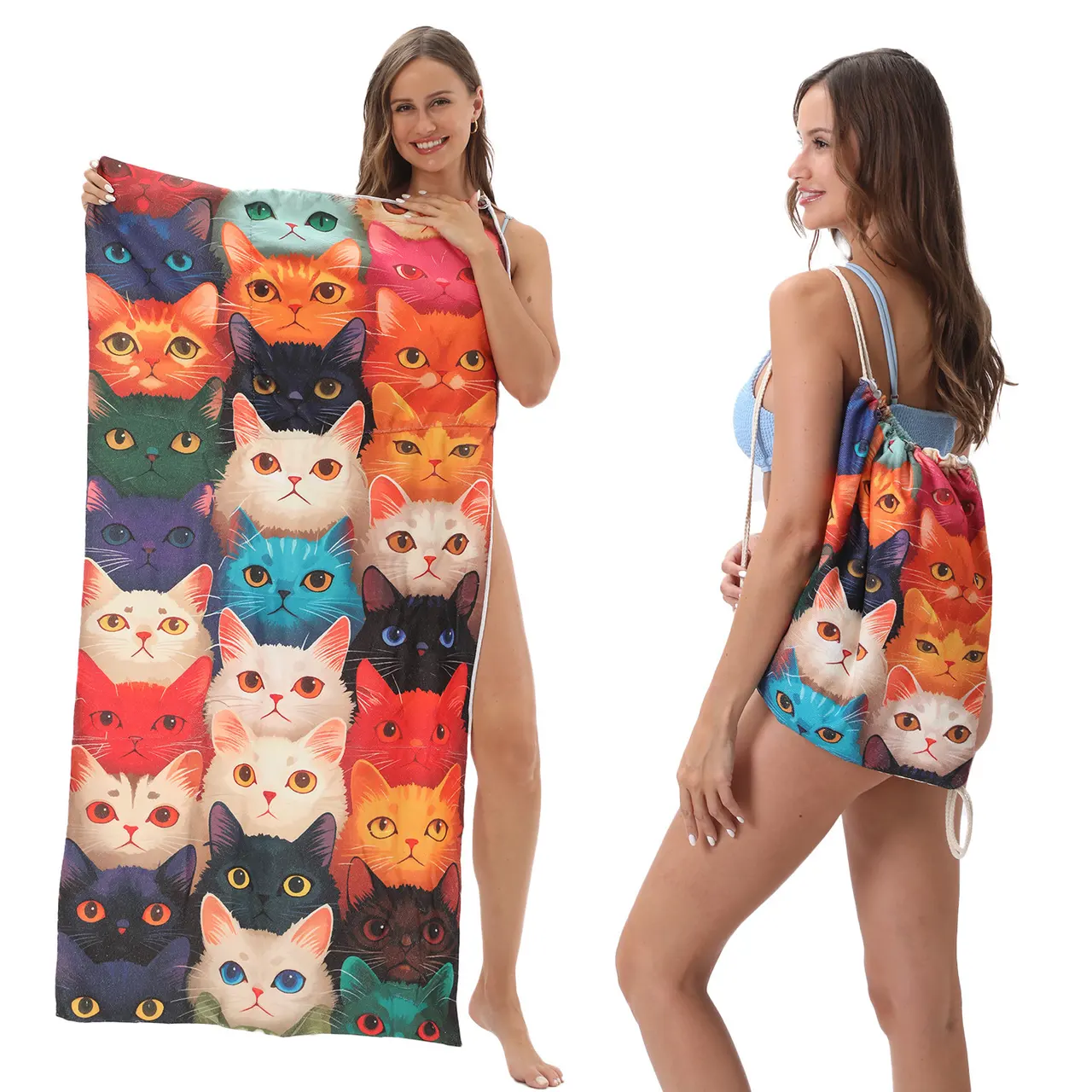 One-piece Beach Towel Versatile Bag Storage - Ytb00116