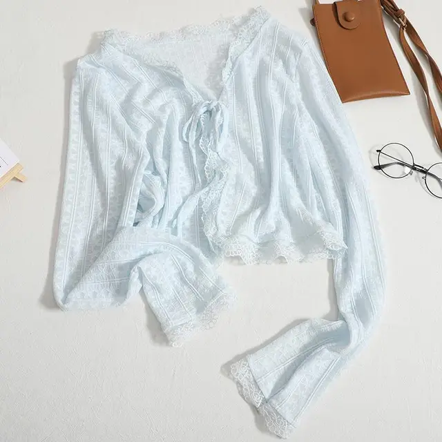 Summer New Suspender Skirt Small Shawl Blouse Outer Wear Blue - Shop at LoveMi